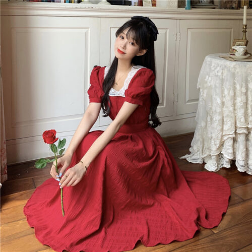 ชุดเดรสสีแดง สีดำ-Hepburn