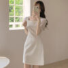 slim white dress เดรสสีขาว