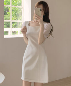 slim white dress เดรสสีขาว