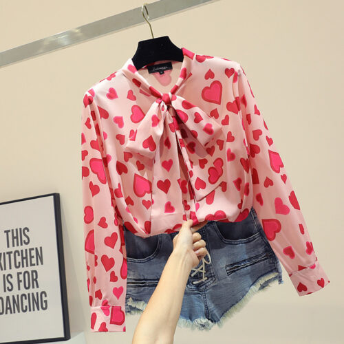 Love you Pink เสื้อเชิ้ตสีหวานลายหัวใจ