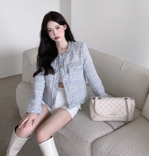 BLUE TWEED JACKET - 124 เสื้อคลุมผ้าทวิต